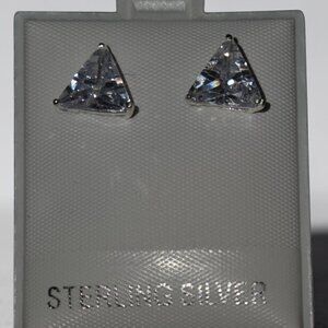 Sterling Silver Triangular Stud Earrings